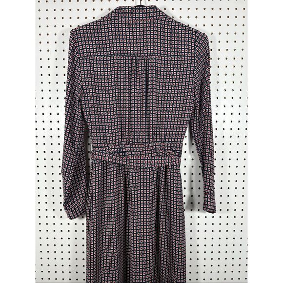 J.CREW Button Front Maxi Dress Geometric Navy Blue Red White size 2 - Picture 6 of 9